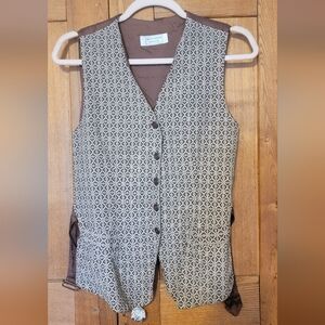 VINTAGE Beechers Brook Men's Patterned Dress Vest - Brown/Beige